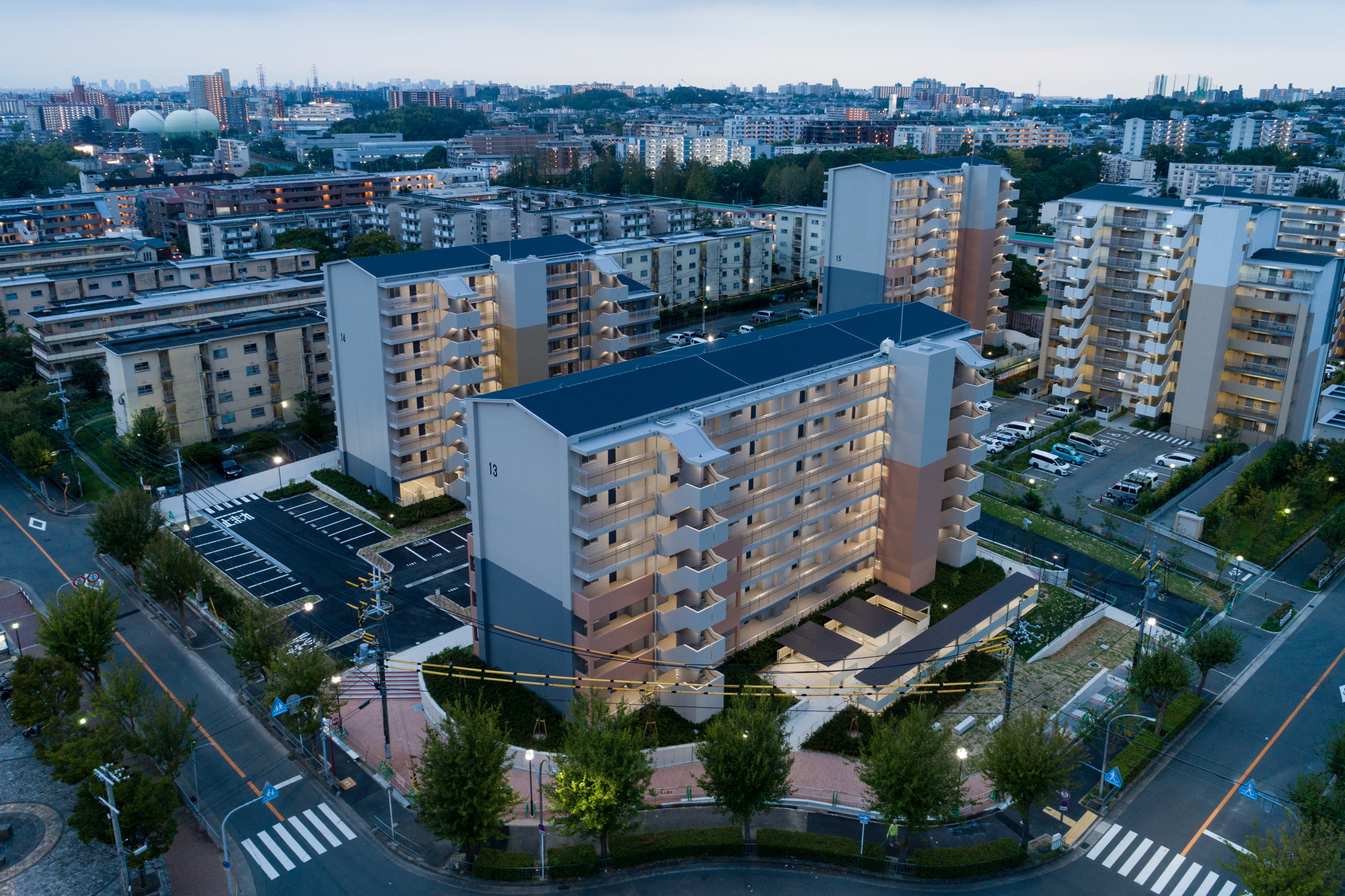 南ブロック第一工区鳥瞰全景夜景